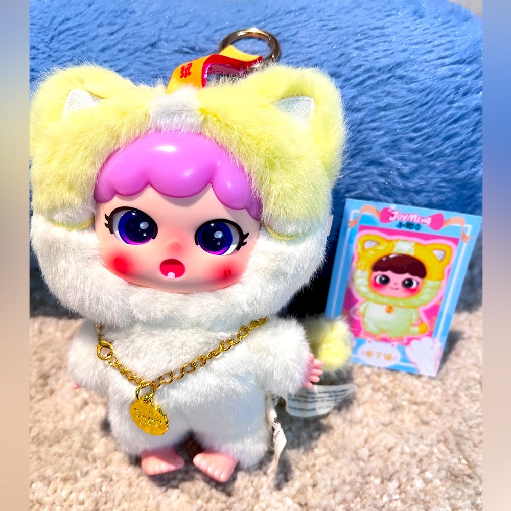 <Authentic>Cute Plush Doll with Yellow Ears and Purple Hair